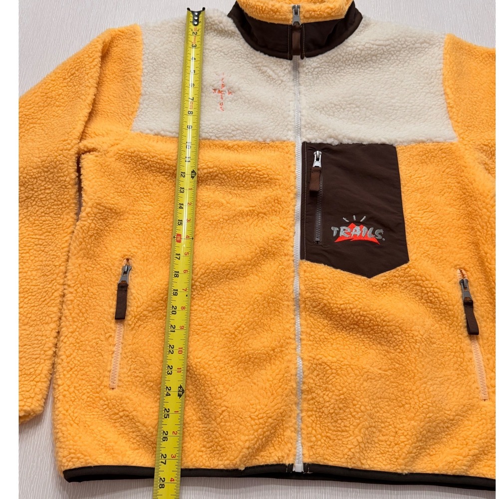 Cactus Jack Travis Scott Trails Sherpa Fleece Jacket Yellow Brown Mens XL - Picture 6 of 8